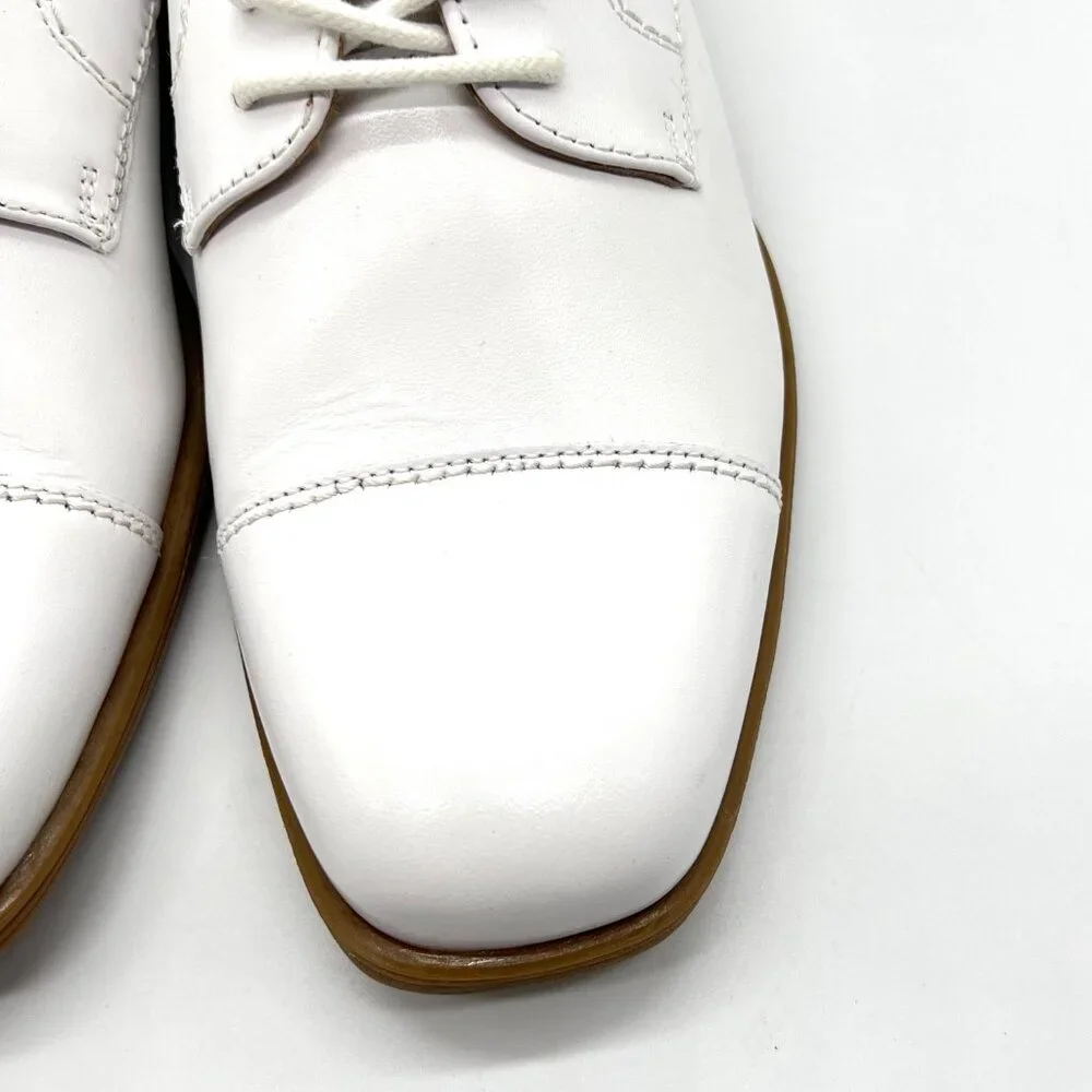 Florsheim Boys‎ Kids Size 1 1M Reveal White Leather Oxford Oxfords Dress Shoes